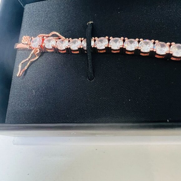 CZ Tennis Bracelet 18k Rose Gold-Plated Cate & Chloe Cubic Zirconia Crystals - Picture 4 of 7